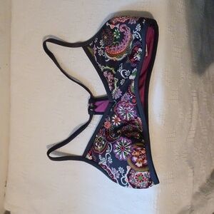 ATHLETA Gray Purple Mix Mod Retro Print Top Size Small